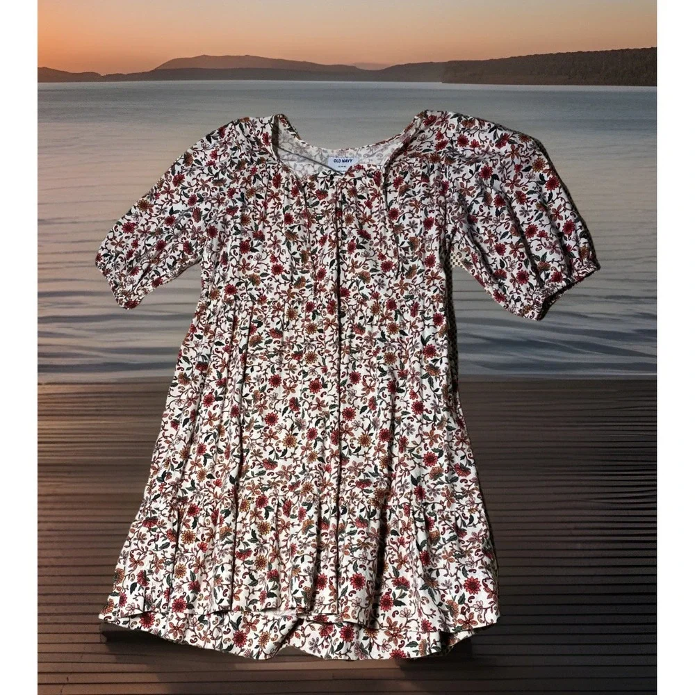 Old Navy Girls Peasant floral Dress size 14/16 Boho Cottage Core Cotton Blend